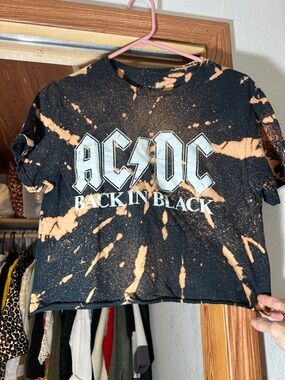 AC/DC Black and Orange Tie-Dye "Back In Black" Short Sleeve Tee